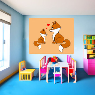 Cute foxes poster