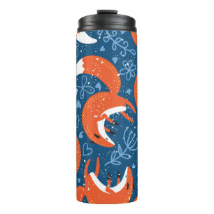 Cute Foxes: Vintage Animal Pattern Thermal Tumbler