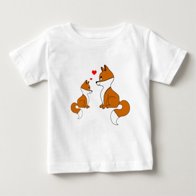 Cute foxes with hearts, hand drawn  baby T-Shirt (Front)