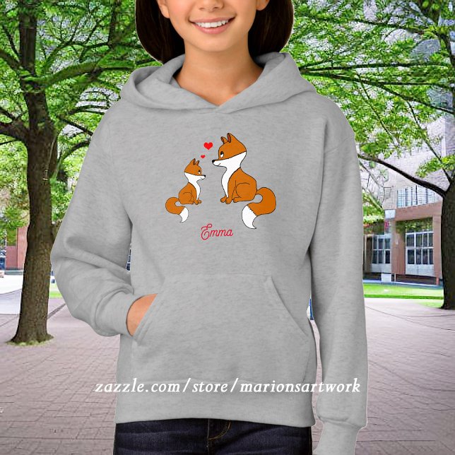 Cute foxes with hearts, hand drawn, personalised (Creator Uploaded)