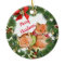 Cute Foxes with Holiday Wreath Round