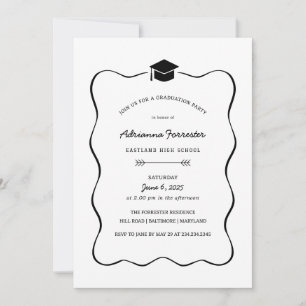Cute Frame Grad Hat   Minimal Graduation Party Invitation