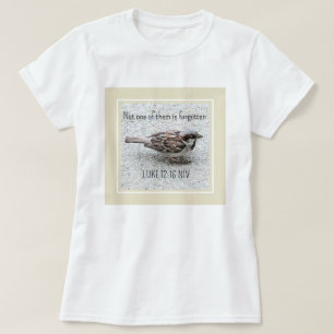 Cute Framed Sparrow Bird Photo Bible Verse Simple T-Shirt