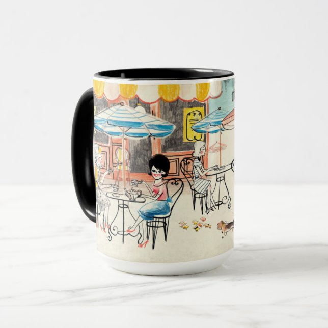 Cute France Café Scene Sketch Mug (Front Left)