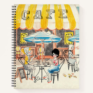 Cute France Café Scene Sketch Notebook