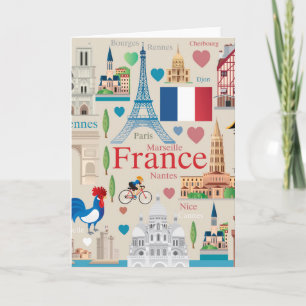 Cute France Icons Card