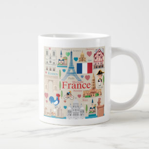 Cute France Icons Large Coffee Mug