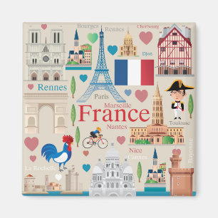 Cute France Icons Magnet