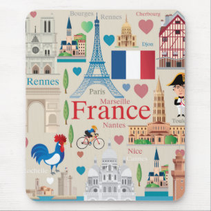 Cute France Icons Mouse Pad