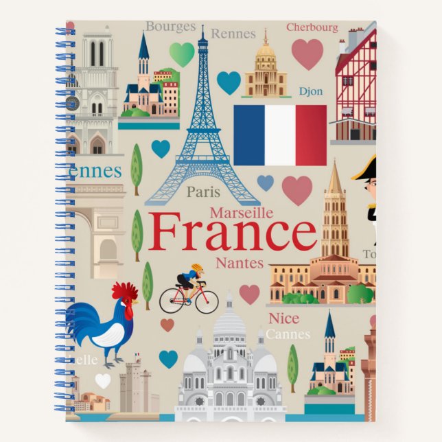 Cute France Icons Notebook (Front)