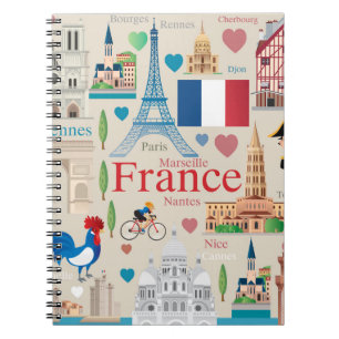 Cute France Icons Notebook