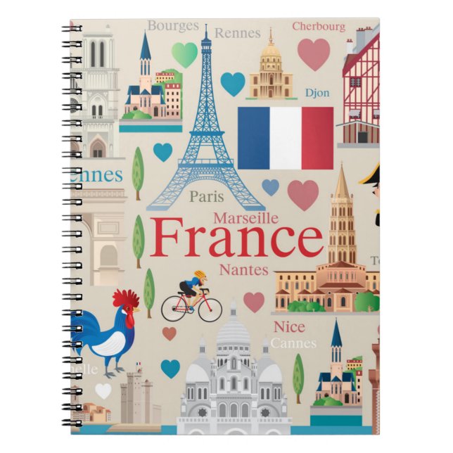 Cute France Icons Notebook (Front)
