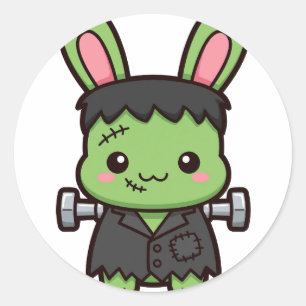 Cute Frankenstein Bunny Halloween Classic Round Sticker