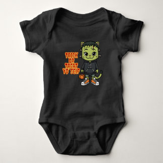 Cute Frankenstein Cat Monster – Kawaii Spooky Hall Baby Bodysuit