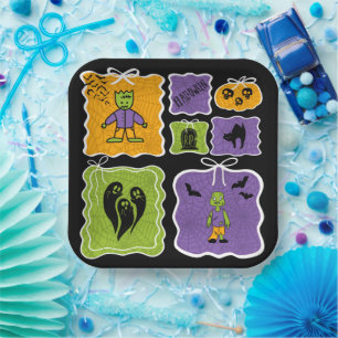 Cute Frankenstein Coquette Halloween  Paper Plate