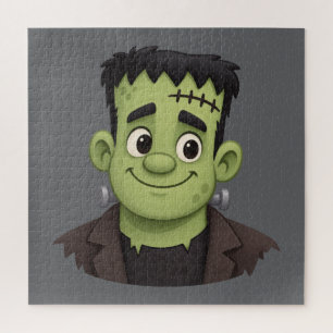Cute Frankenstein Halloween Cartoon Illustration Jigsaw Puzzle