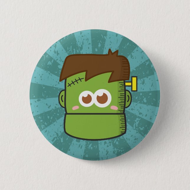 Cute Frankenstein Monster Halloween Button (Front)