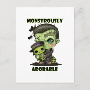 Cute Frankenstein Monster with plushie Enclosure Card