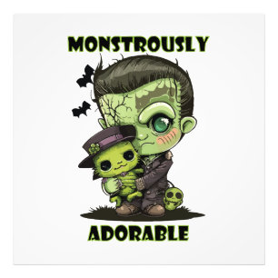 Cute Frankenstein Monster with plushie Photo Print