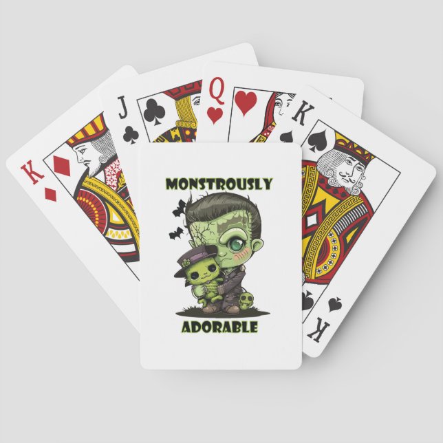  Cute Frankenstein Monster with plushie Playing Cards (Back)