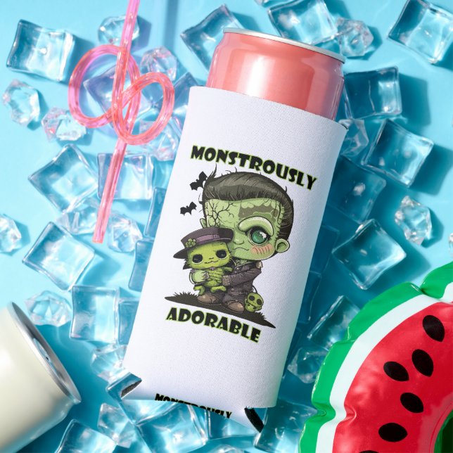  Cute Frankenstein Monster with plushie Seltzer Can Cooler (In Situ Summer)