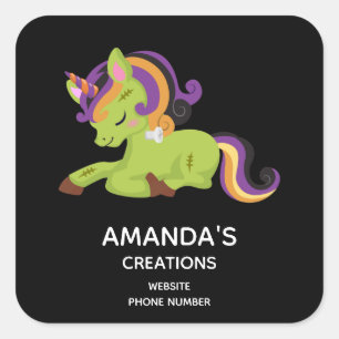 Cute Frankenstein Unicorn Business Square Sticker