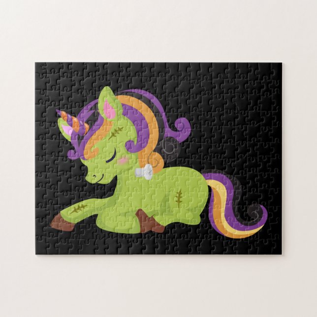 Cute Frankenstein Unicorn Halloween Jigsaw Puzzle (Horizontal)