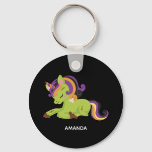 Cute Frankenstein Unicorn Halloween Key Ring