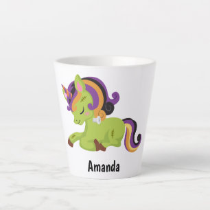 Cute Frankenstein Unicorn Halloween Latte Mug