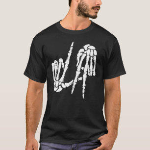 Cute Freaky Los Angeles Hand Sign Skeleton LA T-Shirt