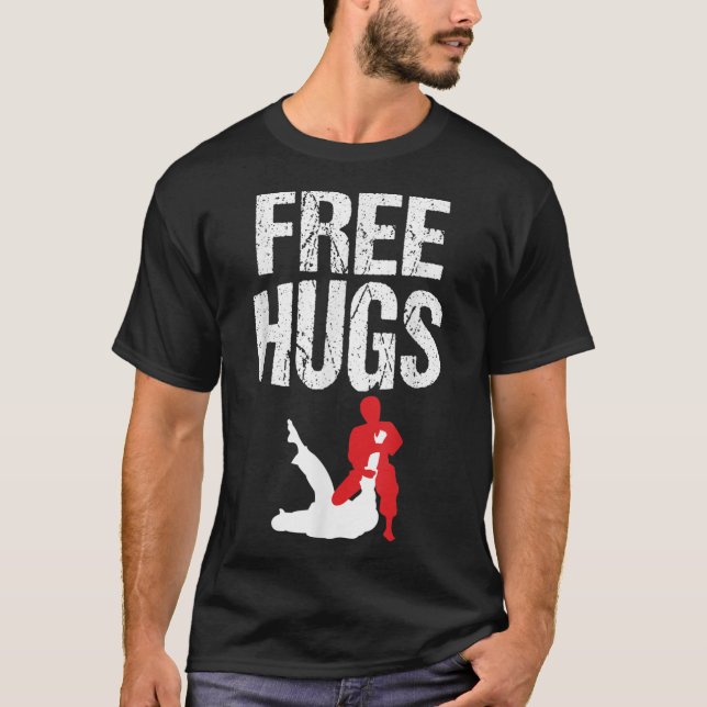 Cute Free Hugs Jiu Jitsu BJJ Martial Arts T-Shirt (Front)