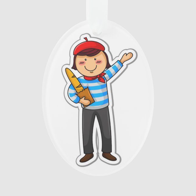 Cute French Boy Ornament (Front)
