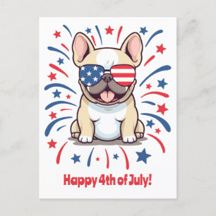 Cute French Bulldog, 4th of July Postcard