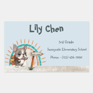 Cute French Bulldog Back to School Rainbow Rectangular Sticker