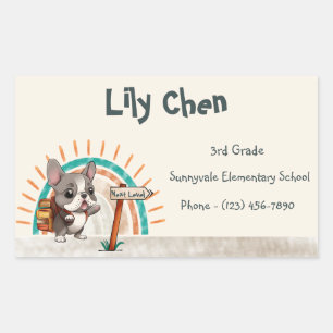 Cute French Bulldog Back to School Rainbow Rectangular Sticker