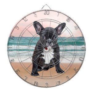 Cute French Bulldog Beach Sun Water Dartboard
