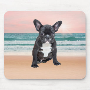Cute French Bulldog Beach Sun Water Mouse Pad