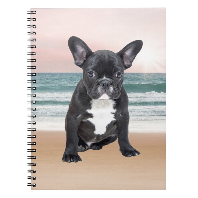 Cute French Bulldog Beach Sun Water Notebook (Front)