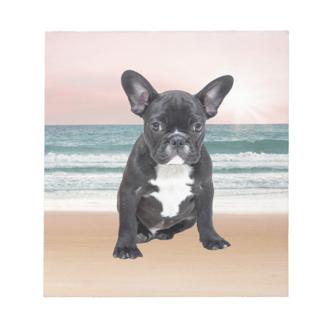 Cute French Bulldog Beach Sun Water Notepad (Front)