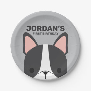 Cute French Bulldog Birthday Paper Plate