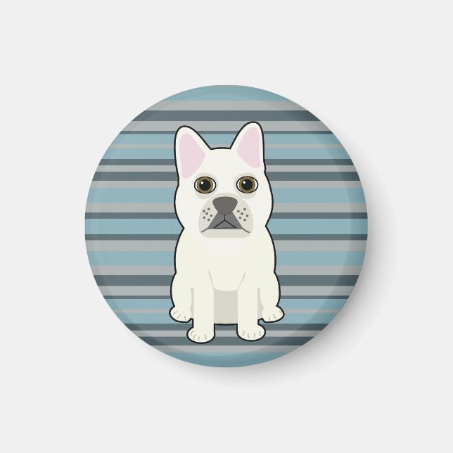 Cute French Bulldog Blue Striped Magnet (Front)