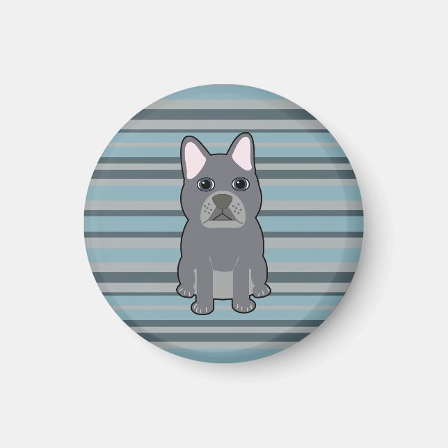 Cute French Bulldog Blue Striped Magnet (Front)