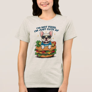 Cute French Bulldog Burger Cartoon Funny Dog Tri-Blend Shirt