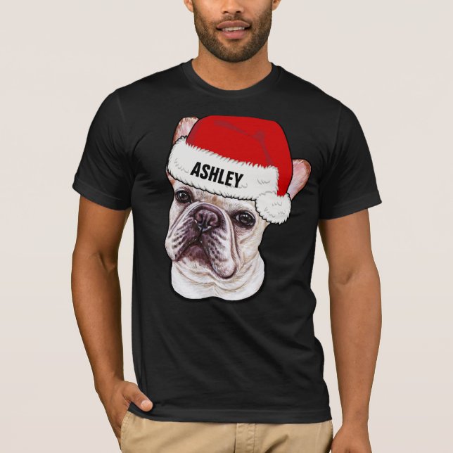 Cute French Bulldog Christmas Hat Dog Big T-Shirt (Front)