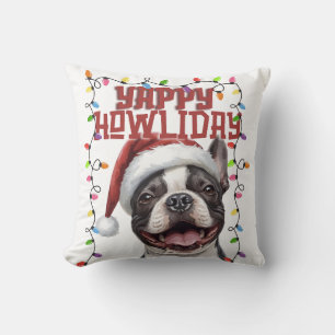 Cute French Bulldog Christmas Lights  Cushion