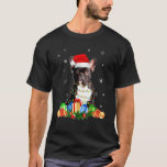 Cute French Bulldog Christmas Lights Santa Puppy D T-Shirt<br><div class="desc">Cute French Bulldog Christmas Lights Santa Puppy Dog Dad Mum</div>