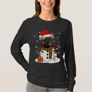 Cute French Bulldog Christmas Pajama Snowman T-Shirt