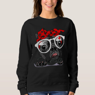 Cute French Bulldog Colourful Headband And Glasses Sweatshirt