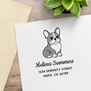 Cute French Bulldog Custom Address Rubber Stamp