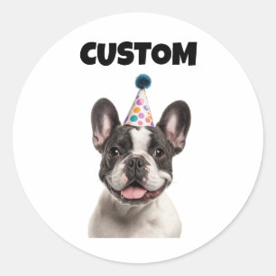 Cute French Bulldog Custom Birthday Classic Round Sticker